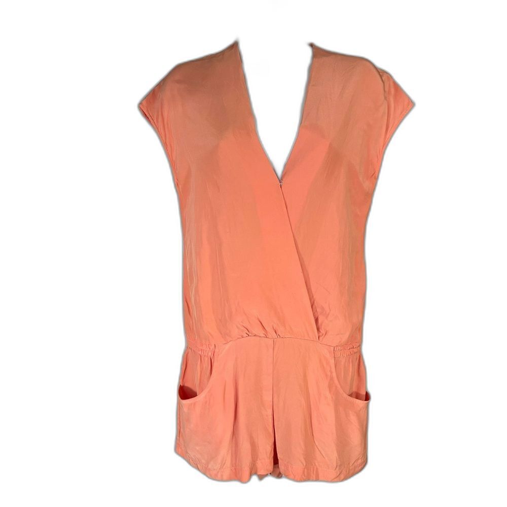 100% silk Peach romper 12th St by Cynthia Vincent W/S 6504
